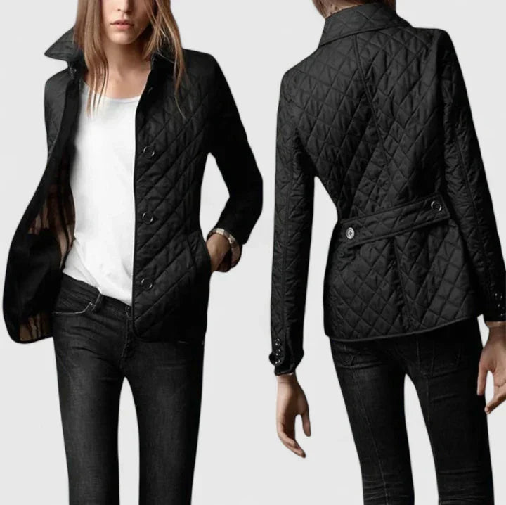 Teagan – Diamond-Quilted Collared Jacket for Women