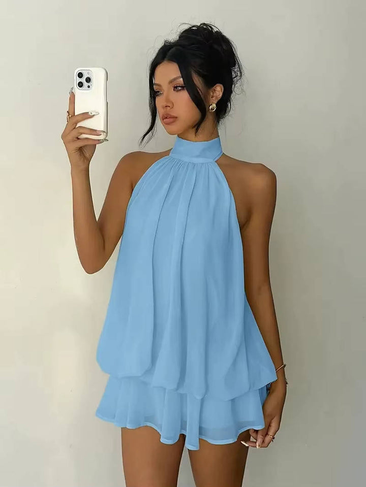 Muriel – Halter Neck Ruffle Mini Dress