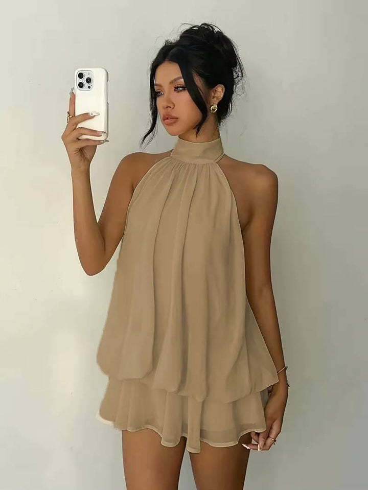 Muriel – Halter Neck Ruffle Mini Dress