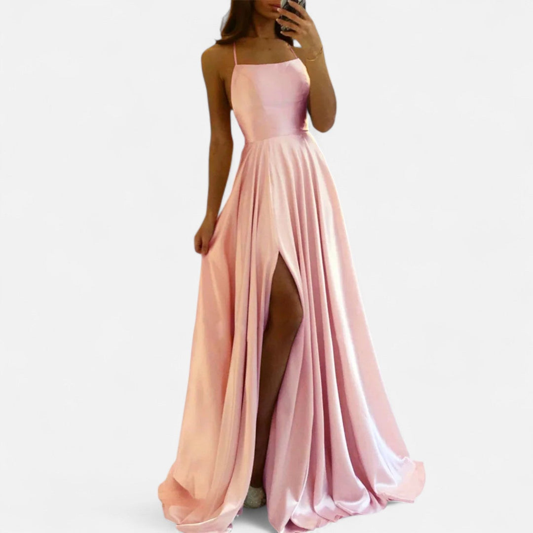 Matilda – Square Neck Tie-Back Formal Maxi Dress