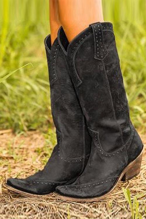 Gia – Pointed Toe Western Knee-High Boots for Women