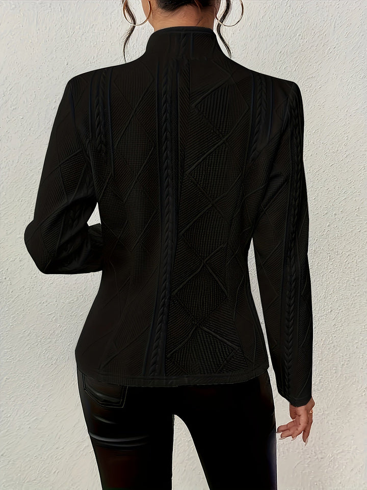 Tamsyn – Stand Collar Cable-Stitch Jacket for Women