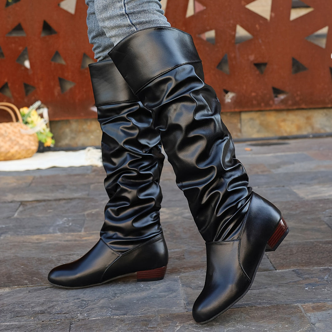 Carolina – Ruched Pull-On Over-the-Knee Boots for Women
