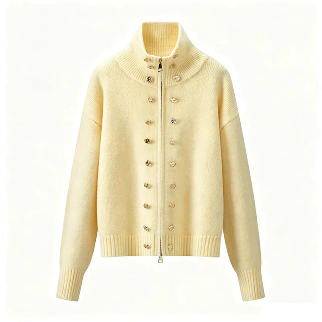 Elora – Women's Zip-Up Funnel Neck Cropped Cardigan