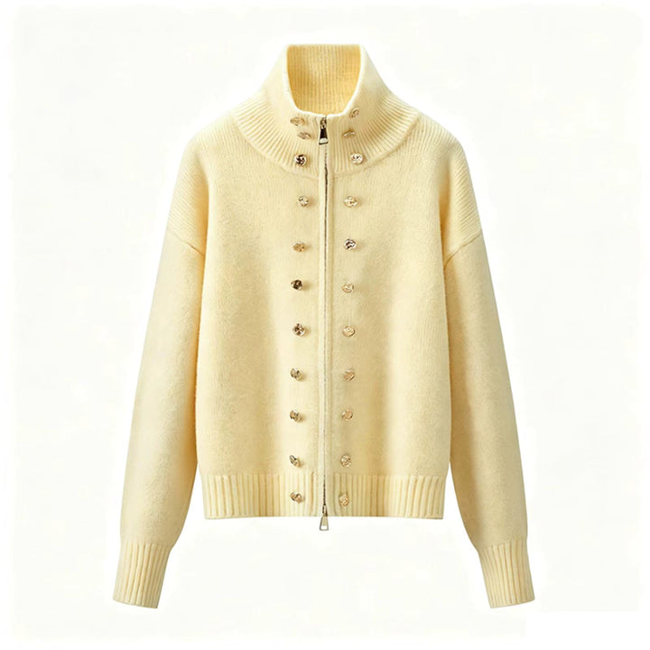 Elora – Women's Zip-Up Funnel Neck Cropped Cardigan