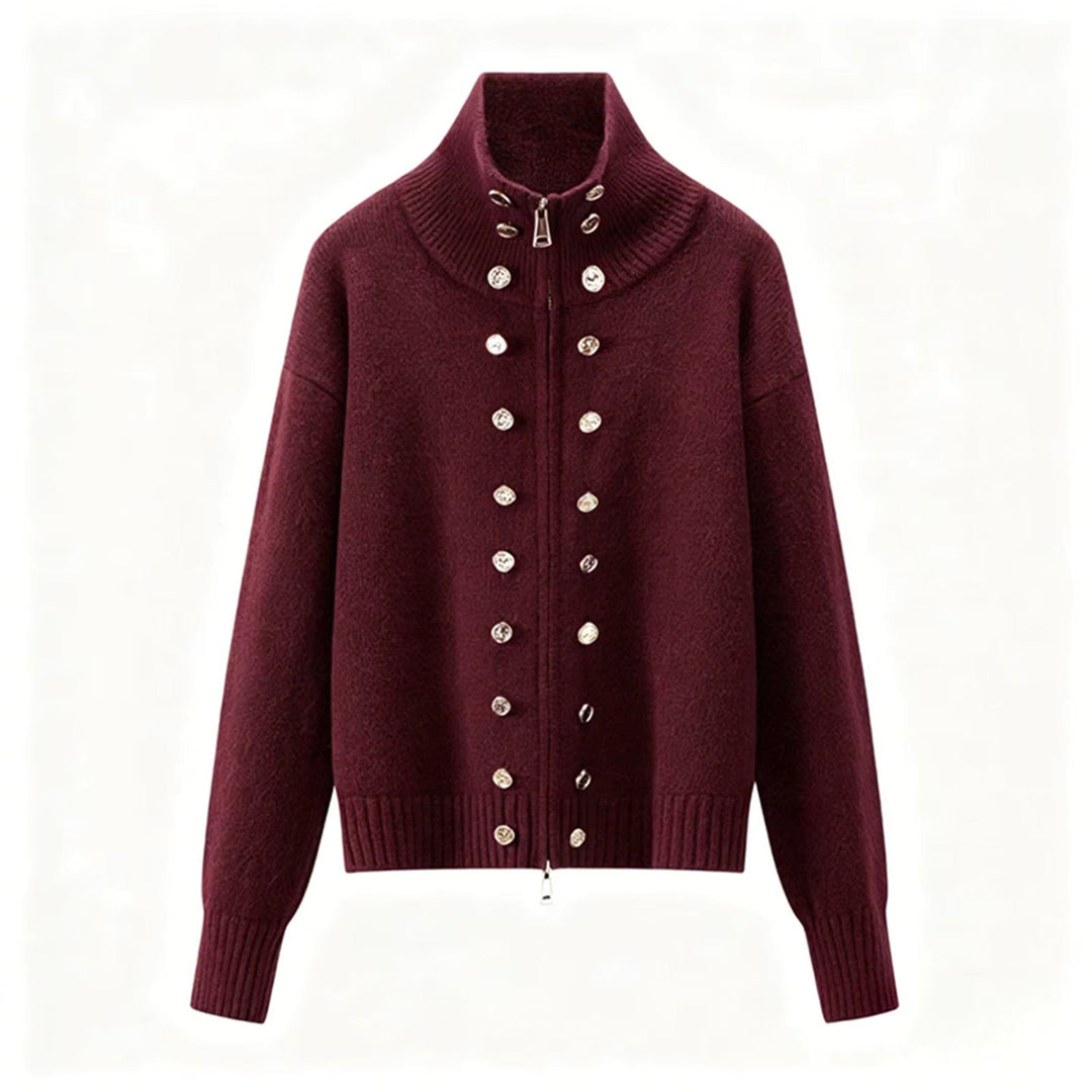 Elora – Women's Zip-Up Funnel Neck Cropped Cardigan