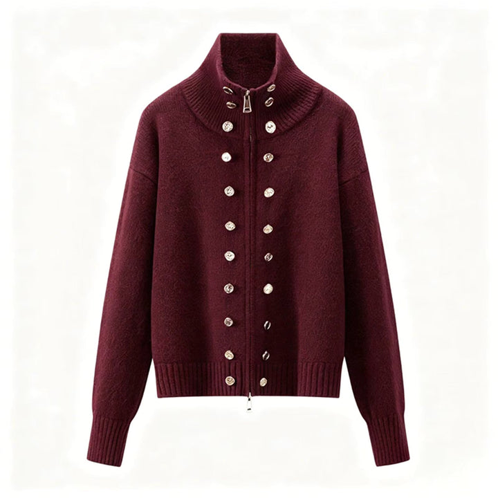 Elora – Women's Zip-Up Funnel Neck Cropped Cardigan