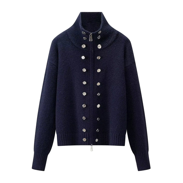 Elora – Women's Zip-Up Funnel Neck Cropped Cardigan