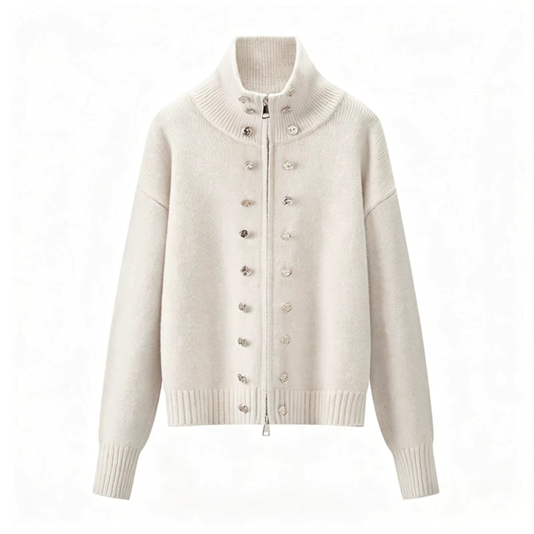Elora – Women's Zip-Up Funnel Neck Cropped Cardigan
