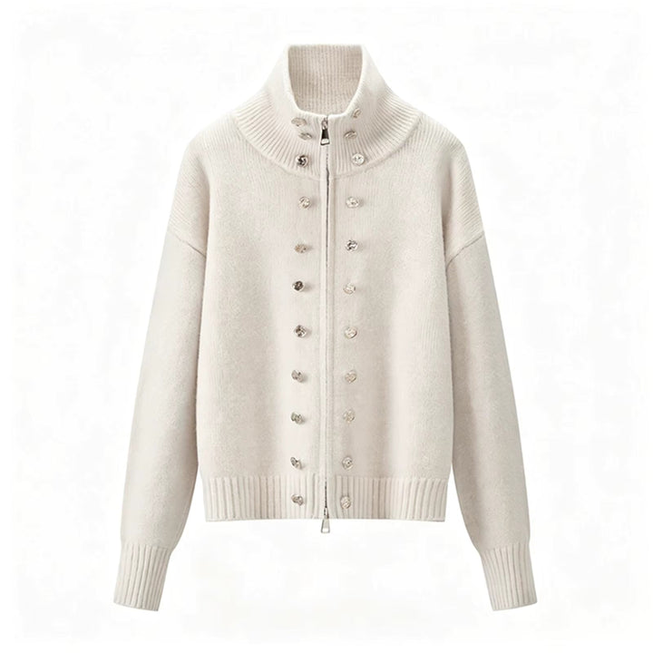 Elora – Women's Zip-Up Funnel Neck Cropped Cardigan