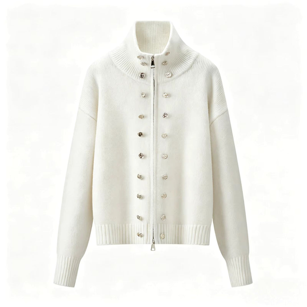 Elora – Women's Zip-Up Funnel Neck Cropped Cardigan