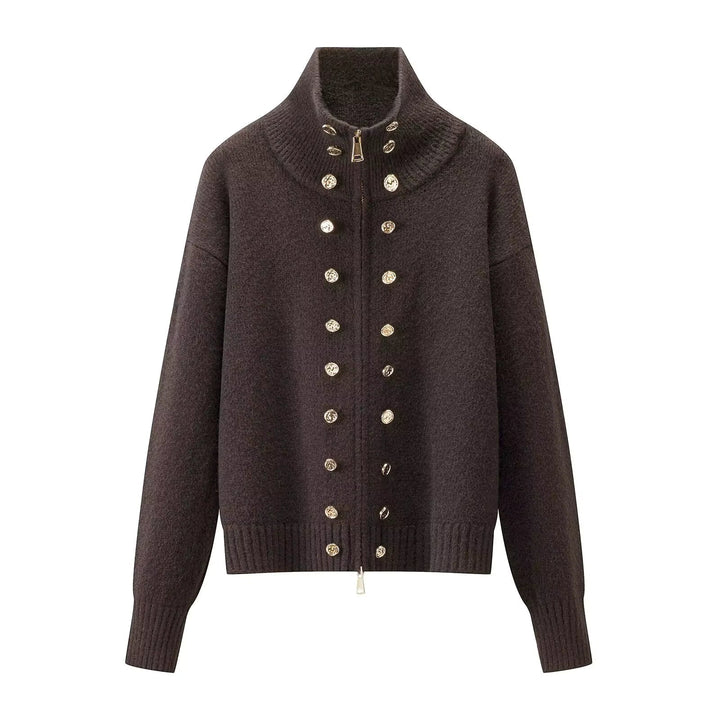 Elora – Women's Zip-Up Funnel Neck Cropped Cardigan