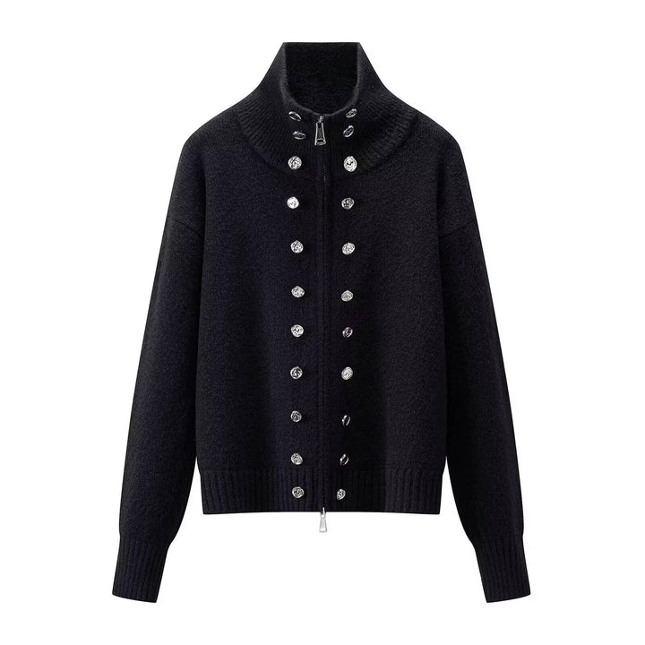 Elora – Women's Zip-Up Funnel Neck Cropped Cardigan