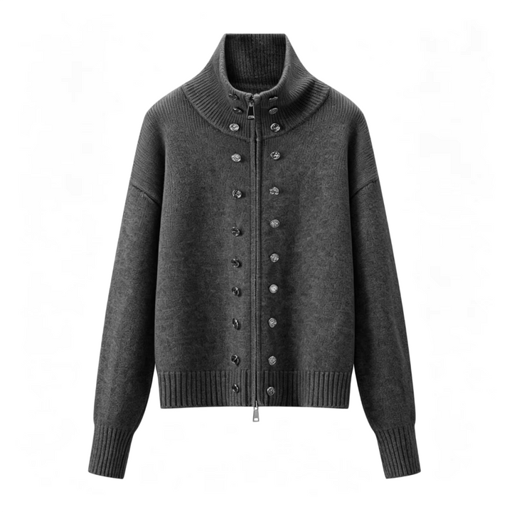 Elora – Women's Zip-Up Funnel Neck Cropped Cardigan