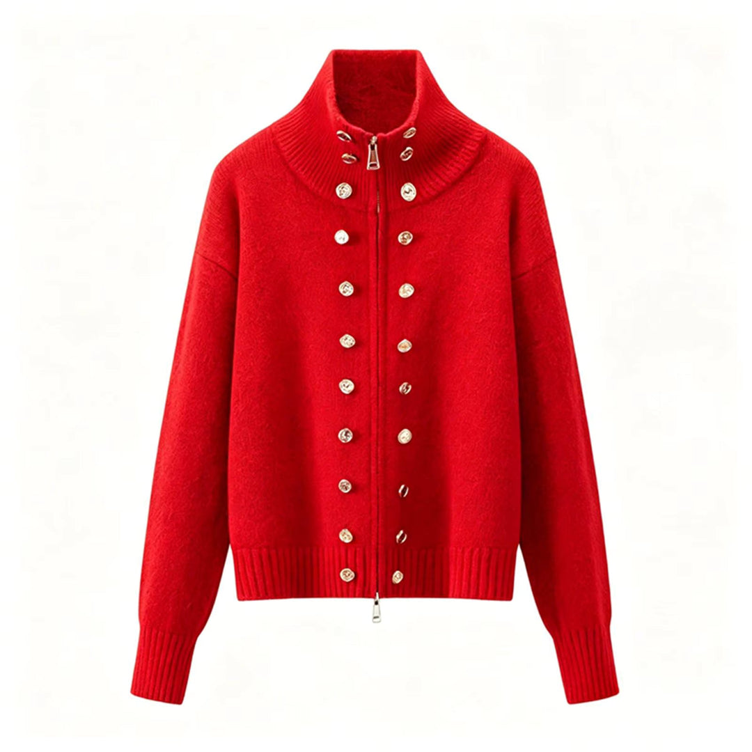 Elora – Women's Zip-Up Funnel Neck Cropped Cardigan