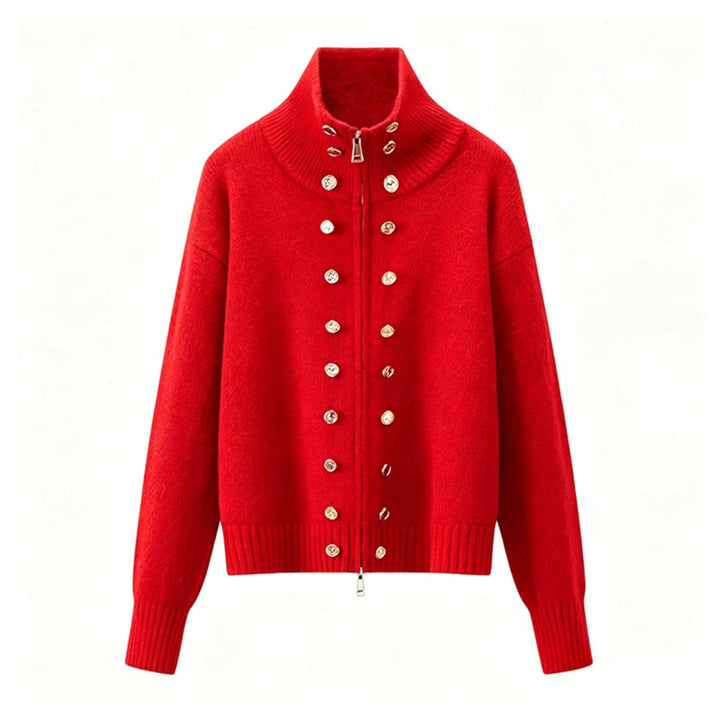 Elora – Women's Zip-Up Funnel Neck Cropped Cardigan