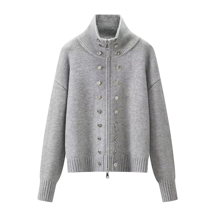 Elora – Women's Zip-Up Funnel Neck Cropped Cardigan