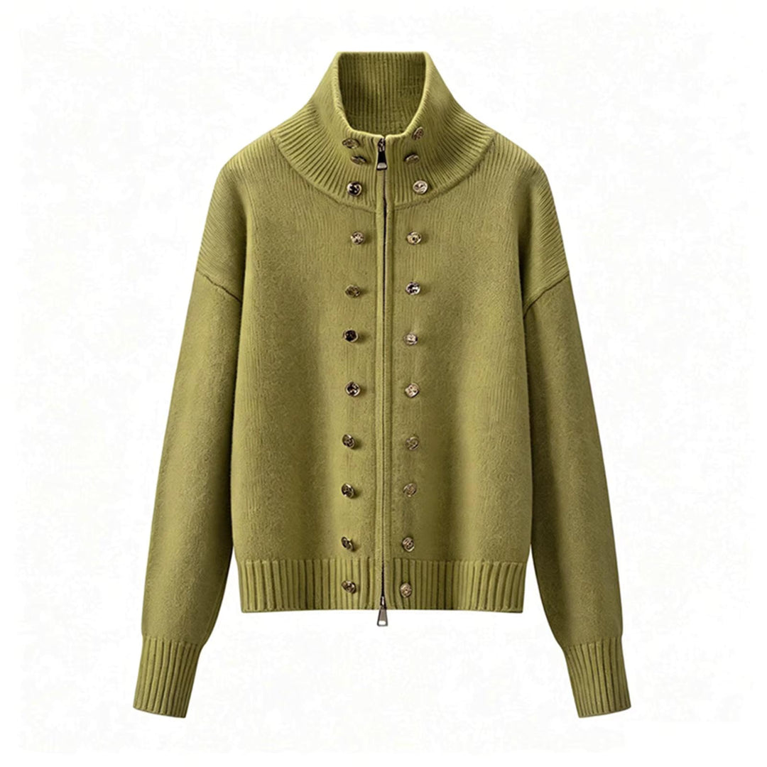 Elora – Women's Zip-Up Funnel Neck Cropped Cardigan