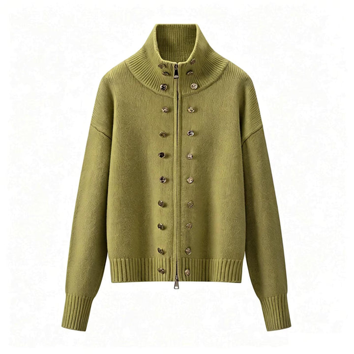Elora – Women's Zip-Up Funnel Neck Cropped Cardigan