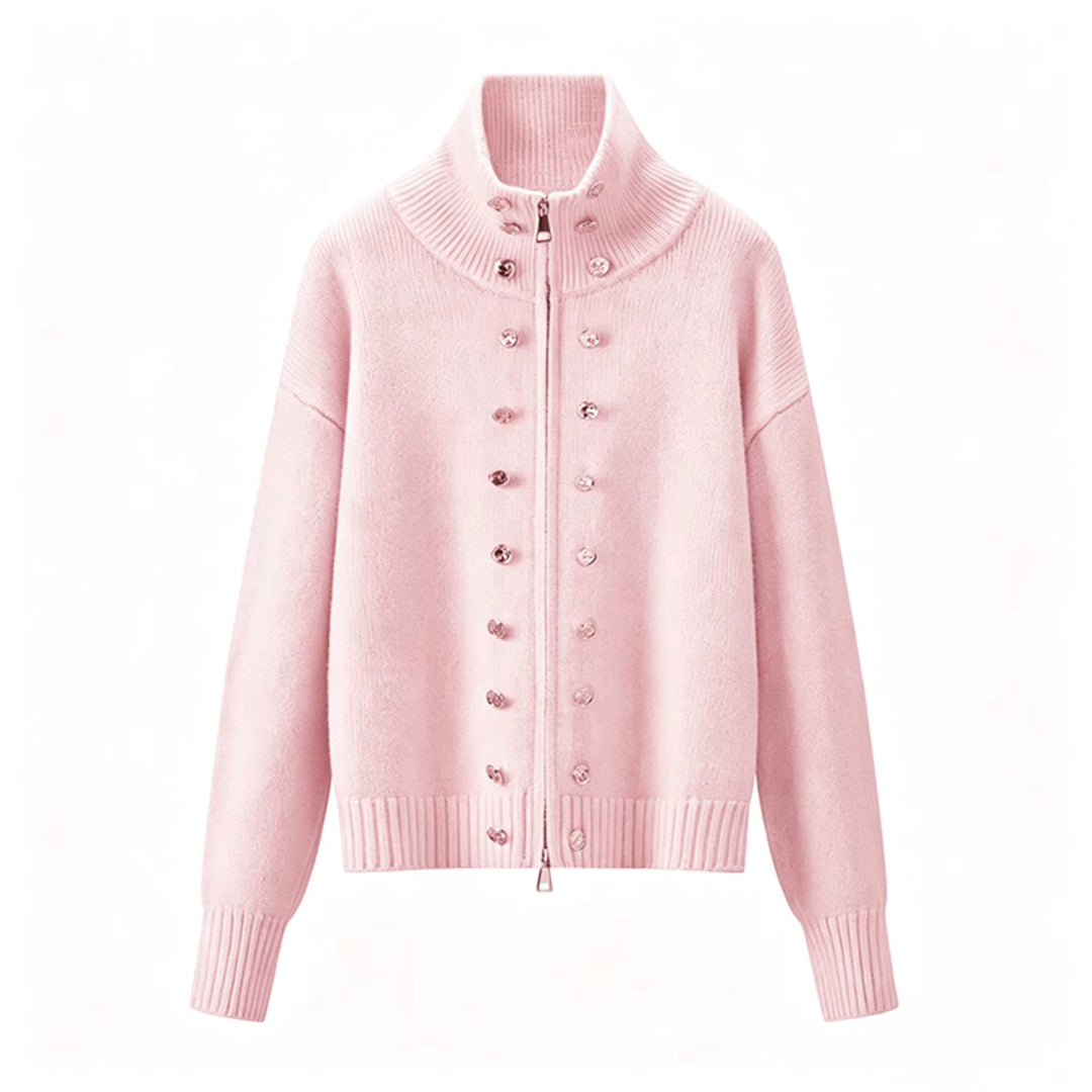Elora – Women's Zip-Up Funnel Neck Cropped Cardigan