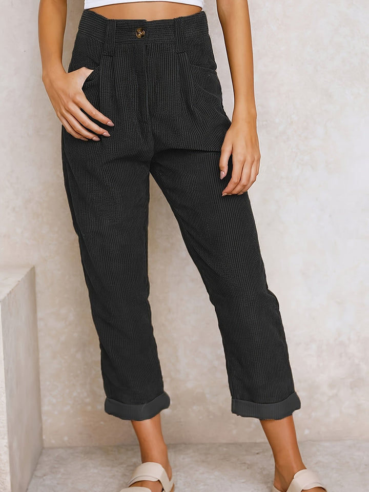 Etta – Women's High-Waisted Pleated Corduroy-Look Pants