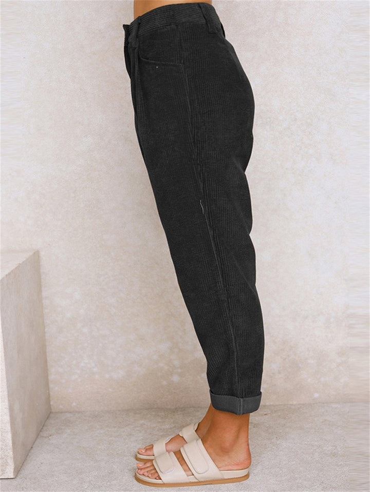Etta – Women's High-Waisted Pleated Corduroy-Look Pants
