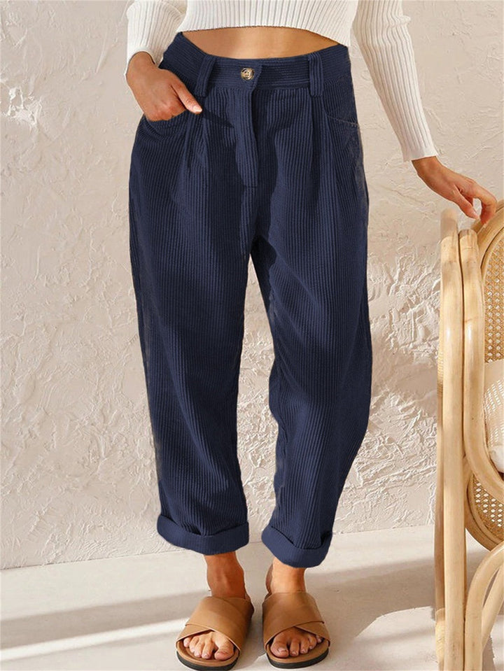 Etta – Women's High-Waisted Pleated Corduroy-Look Pants