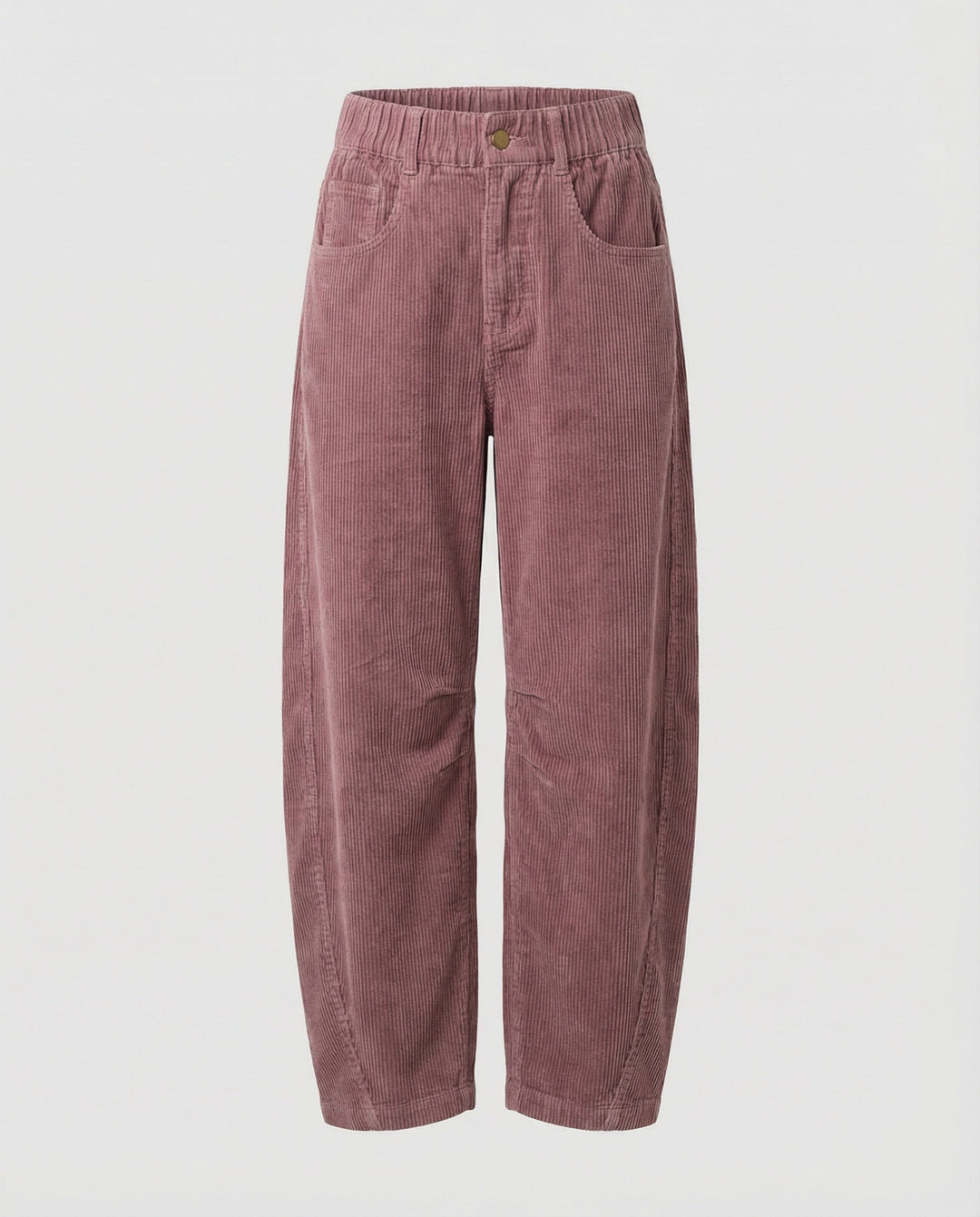Eudora – Women's Barrel-Leg Corduroy-Look Pants with Elastic Waist