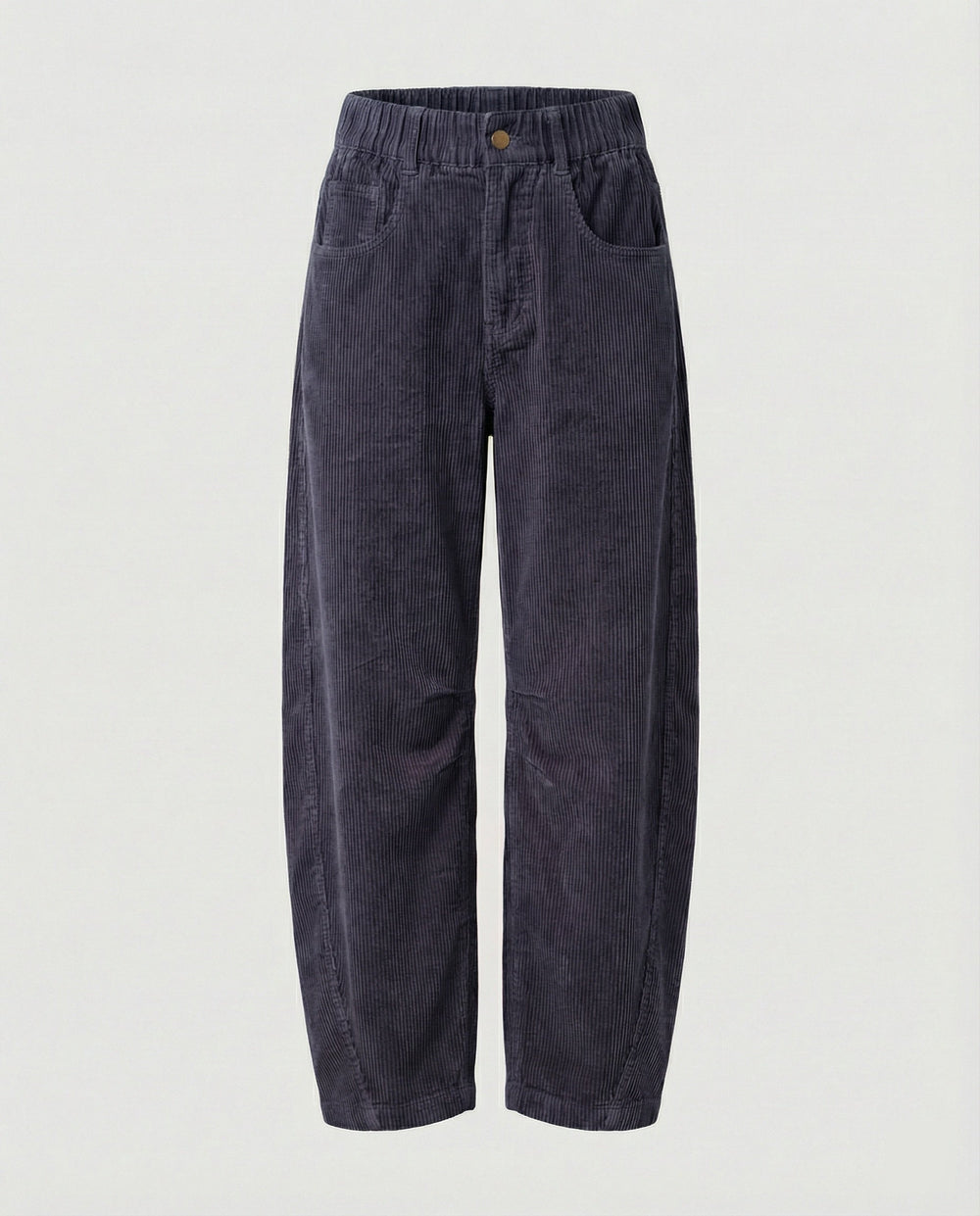 Eudora – Women's Barrel-Leg Corduroy-Look Pants with Elastic Waist