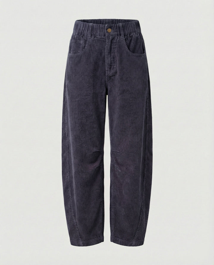 Eudora – Women's Barrel-Leg Corduroy-Look Pants with Elastic Waist