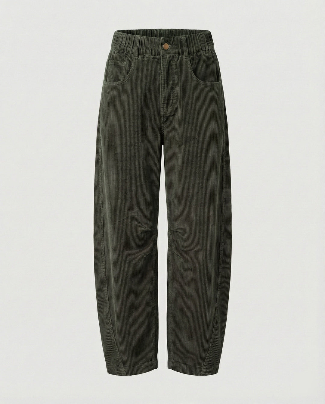Eudora – Women's Barrel-Leg Corduroy-Look Pants with Elastic Waist
