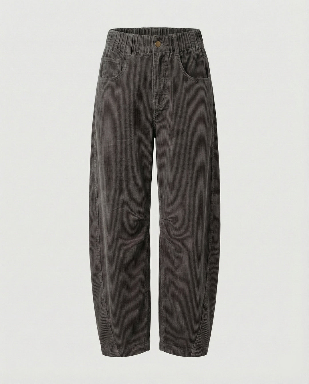 Eudora – Women's Barrel-Leg Corduroy-Look Pants with Elastic Waist