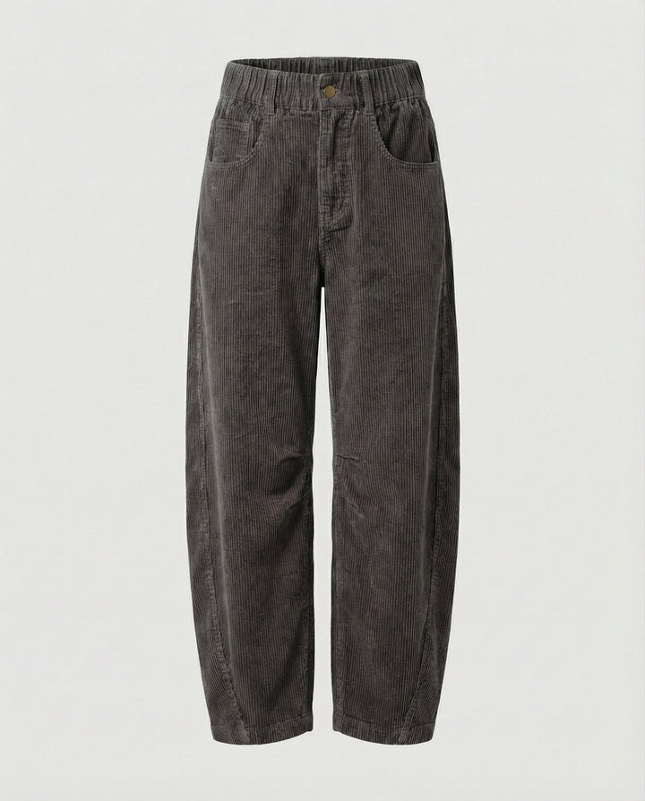 Eudora – Women's Barrel-Leg Corduroy-Look Pants with Elastic Waist