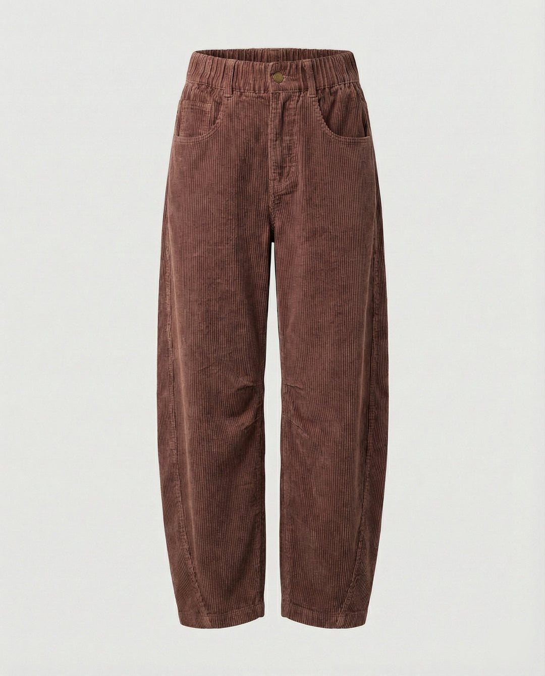Eudora – Women's Barrel-Leg Corduroy-Look Pants with Elastic Waist