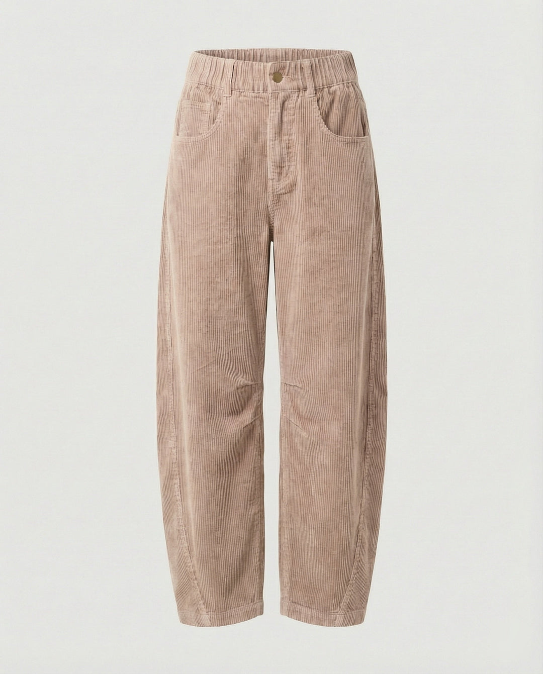 Eudora – Women's Barrel-Leg Corduroy-Look Pants with Elastic Waist