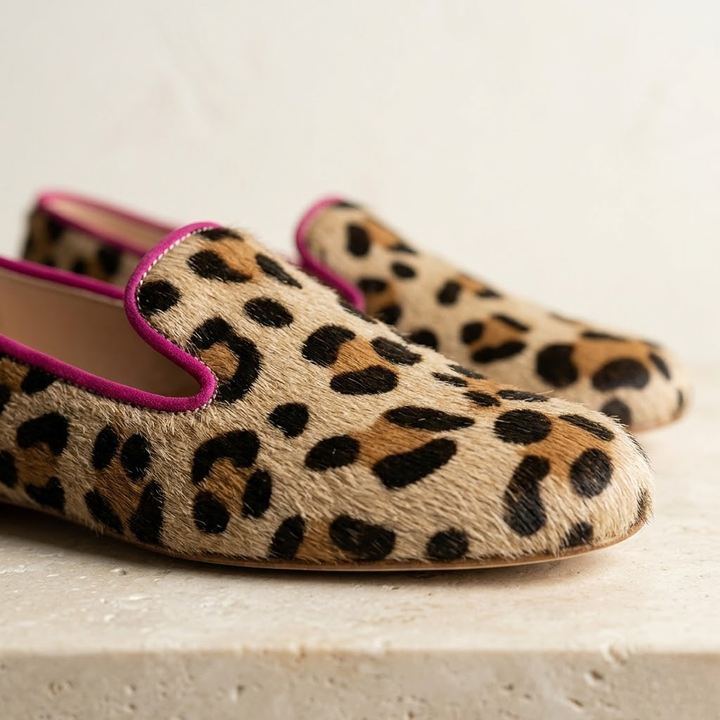 Evelyn | Women's Leopard Print Ballet Flats - Brown - Image 3