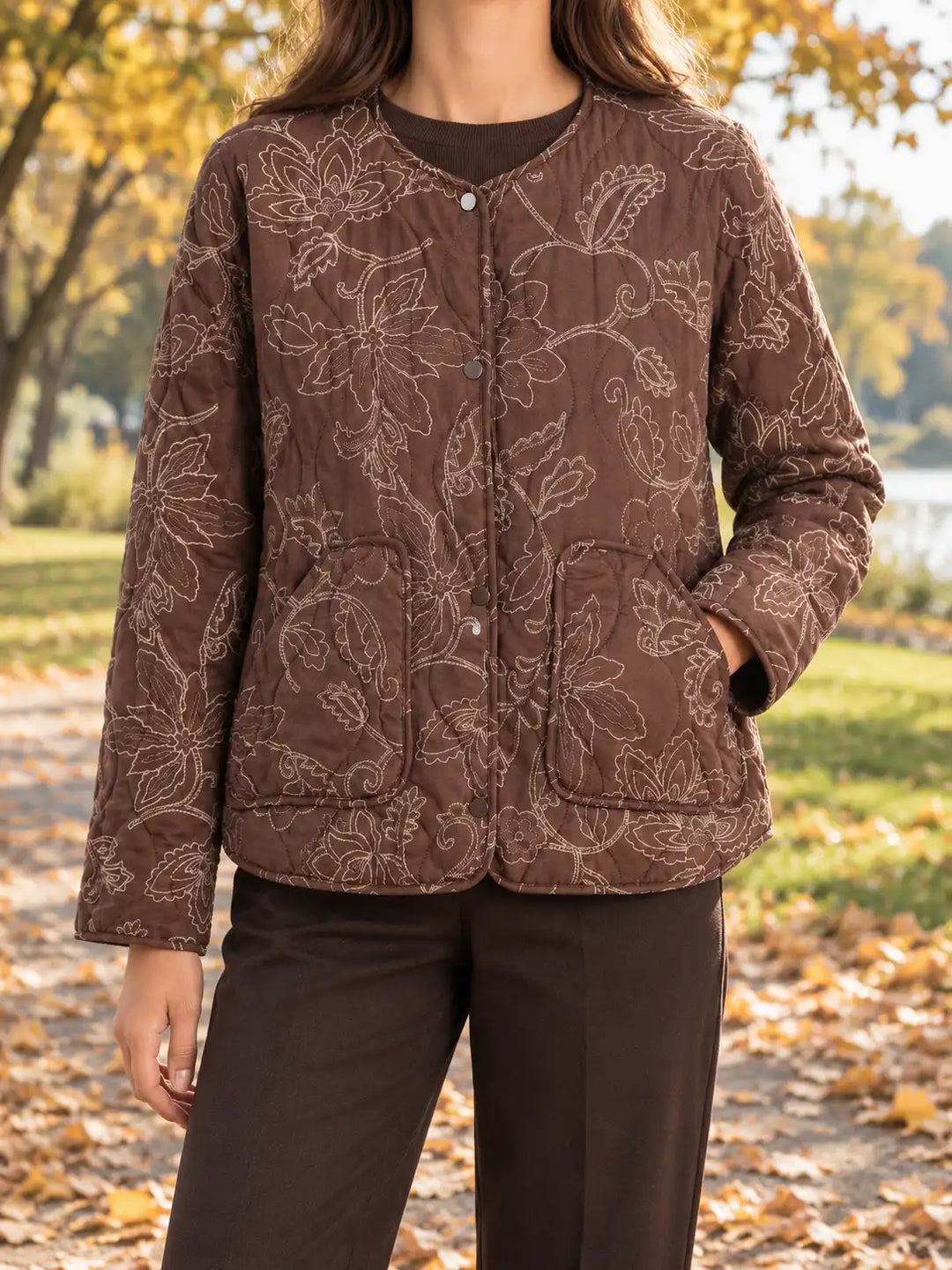 Evianna – Women's Floral Embroidered Quilted Jacket