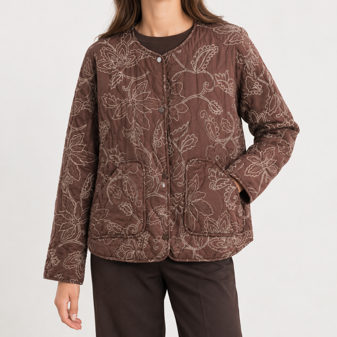 Evianna – Women's Floral Embroidered Quilted Jacket