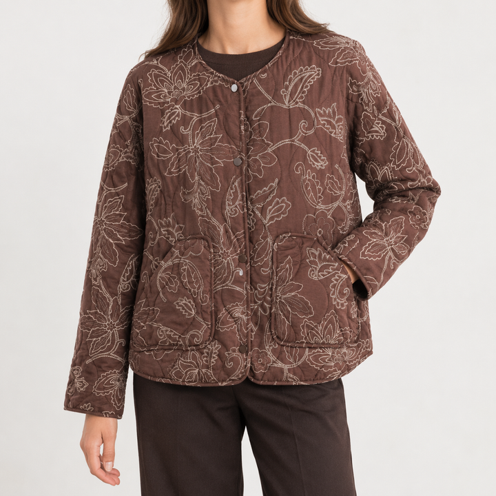 Evianna – Women's Floral Embroidered Quilted Jacket