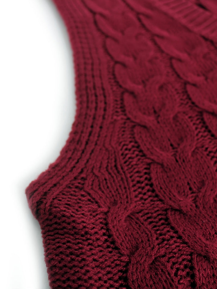 Gwendolen – Cable-Stitch V-Neck Sweater Vest for Women