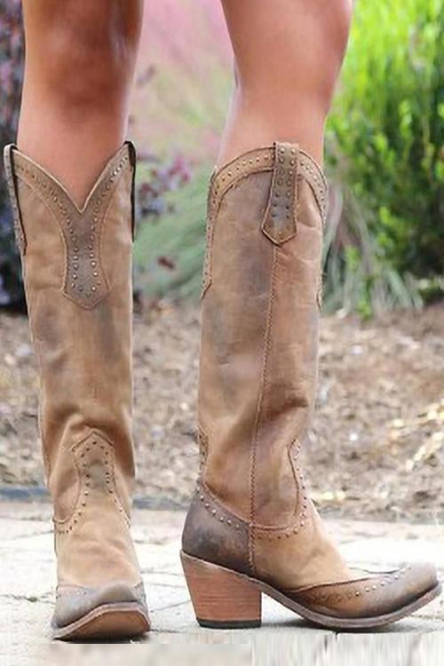 Gia – Pointed Toe Western Knee-High Boots for Women
