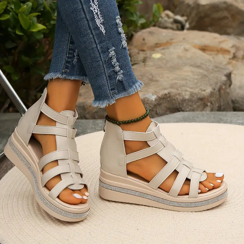 Madelyn – Chic Rhinestone Sandals with Adjustable Heel Strap