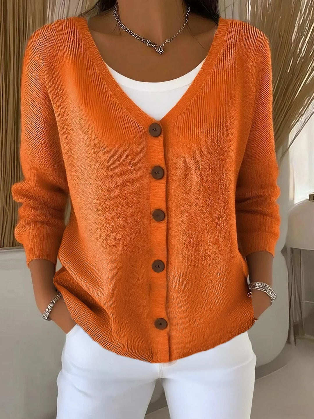 Greta – V-Neck Button-Front Cardigan for Fall