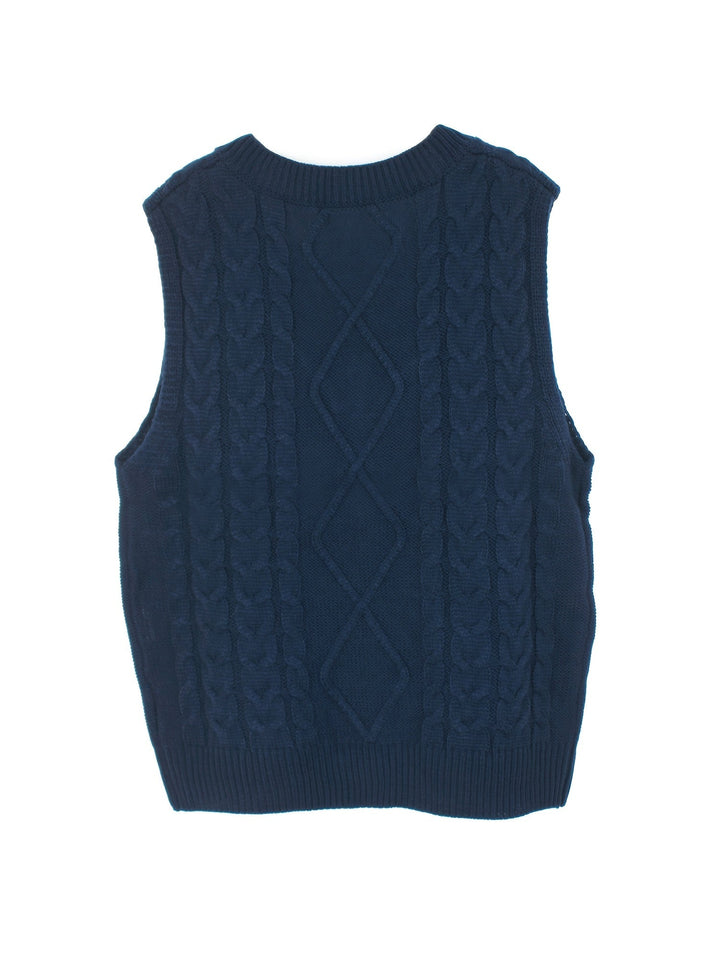 Gwendolen – Cable-Stitch V-Neck Sweater Vest for Women