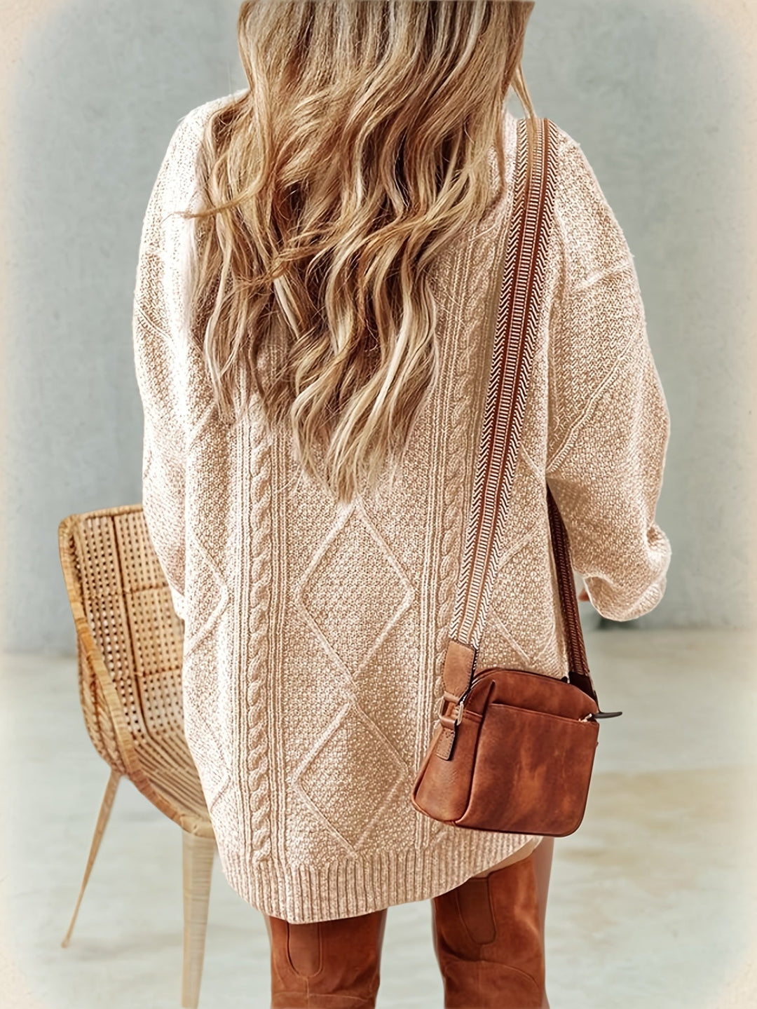 Romy – Cable-Stitch Oversized Sweater Dress for Women