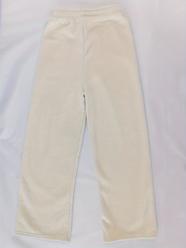 Fleece-Lined Wide-Leg Lounge Pants Women's Corduroy – Casual Winter Home Wear, Thermal Comfort
