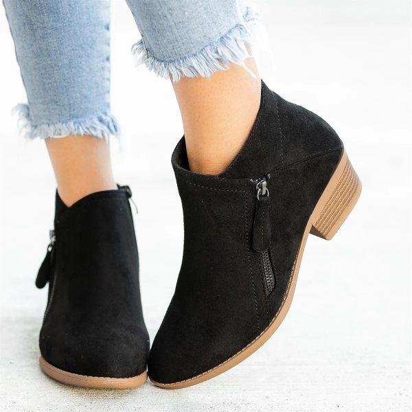 Clara – Suede-Look Block Heel Ankle Boots for Women