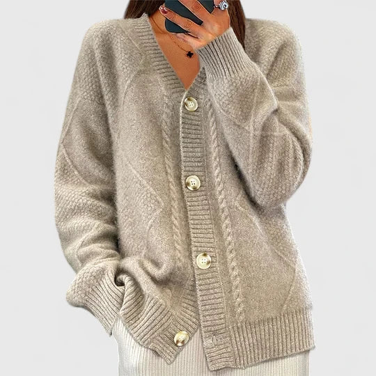 Juliette – V-Neck Cable-Stitch Cardigan for Women