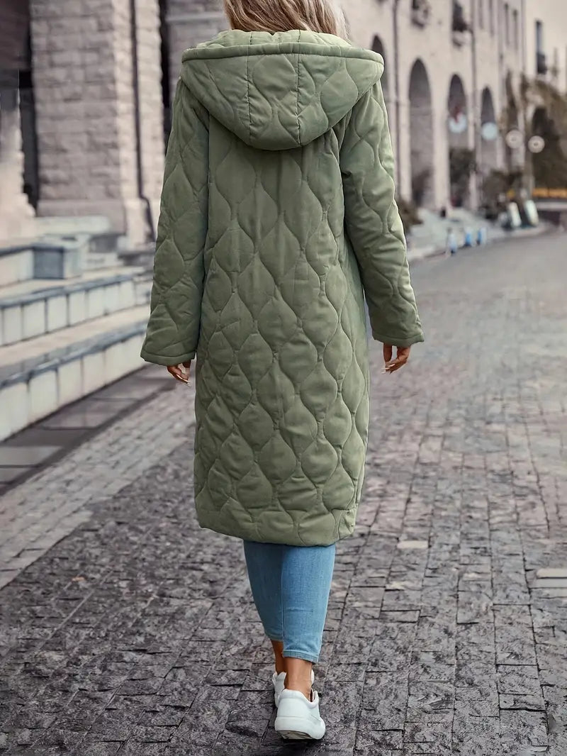 Reagan – Quilted Hooded Long Coat for Women