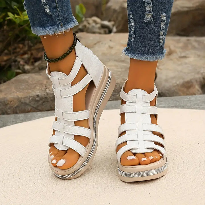 Madelyn – Chic Rhinestone Sandals with Adjustable Heel Strap